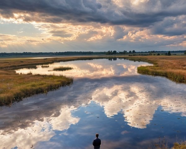 High-Angle View of Person on Concrete Pier by Water