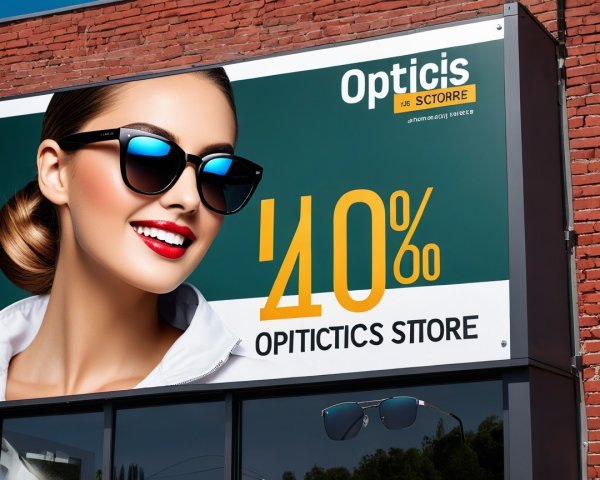 Vibrant Storefront Sign for Eyewear Discount Promotion