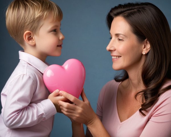 Tender Moment Between a Boy and a Woman with Heart