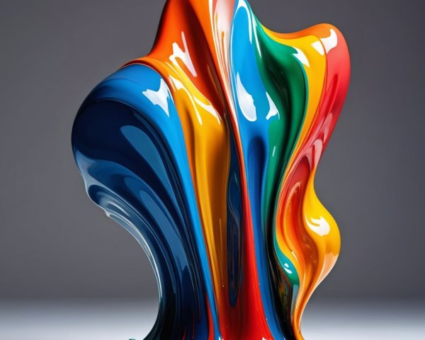 Dynamic Sculpture of Vibrant, Flowing Paint Colors