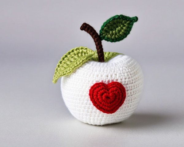 Handcrafted Crochet Apple with Heart Embellishment
