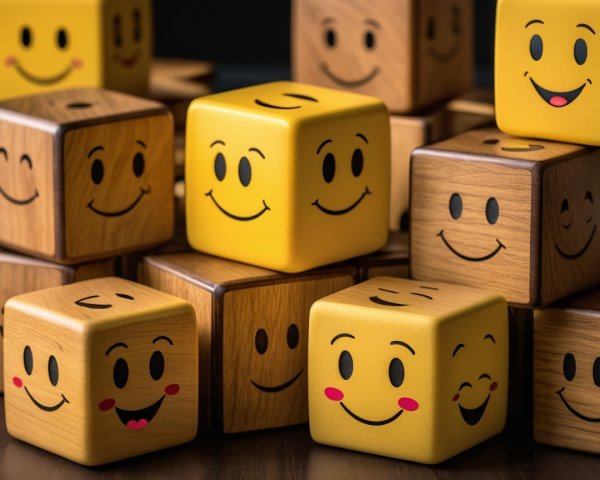 Vibrant Cube-Shaped Objects with Cheerful Faces