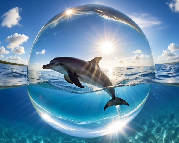 Dolphin Swimming in Crystal-Clear Ocean Waters