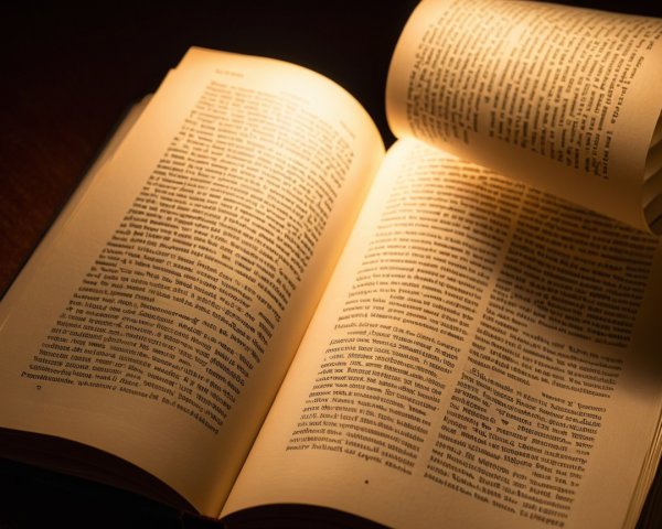 Open Book with Illuminated Pages and Soft Lighting