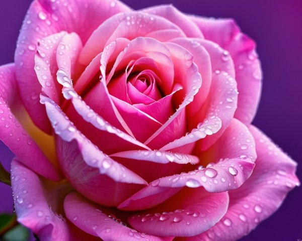 Close-Up of a Pink Rose with Water Droplets