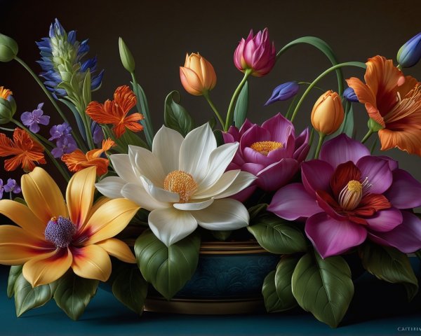 Vibrant Floral Arrangement with Diverse Colors and Foliage