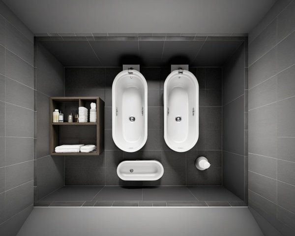 Modern Bathroom Design with Dual Bathtubs and Minimalism
