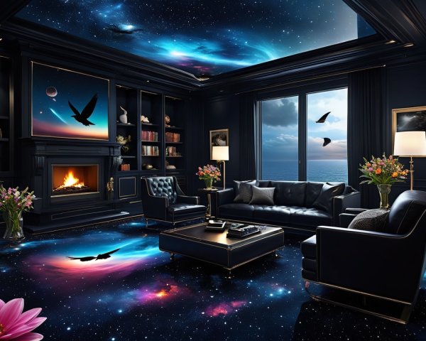 Luxurious Surreal Living Room in Expensive Mansion