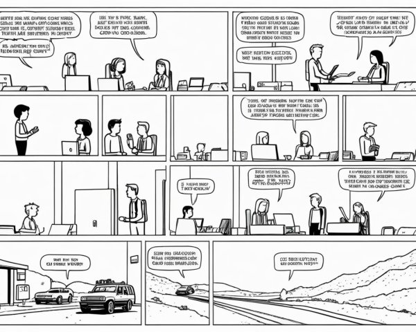 Black-and-white comic strip on choices and conversations