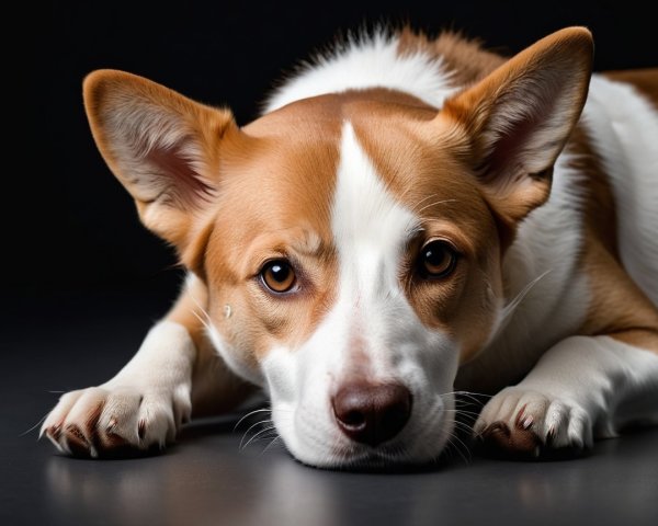 Close-Up of a Calm Tricolor Dog with Expressive Eyes