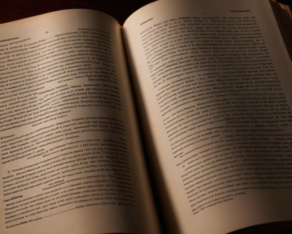 Open book with organized text and warm lighting