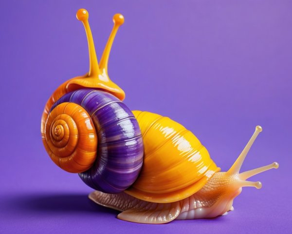 Vibrant Snail with Colorful Shell on Purple Background