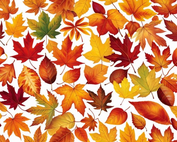 Vibrant Autumn Leaves Arrangement on White Background