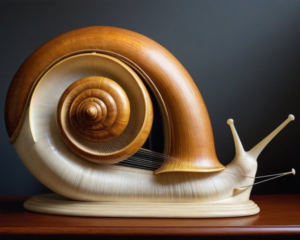 Sculpture of a Snail with Glossy Body and Patterned Shell