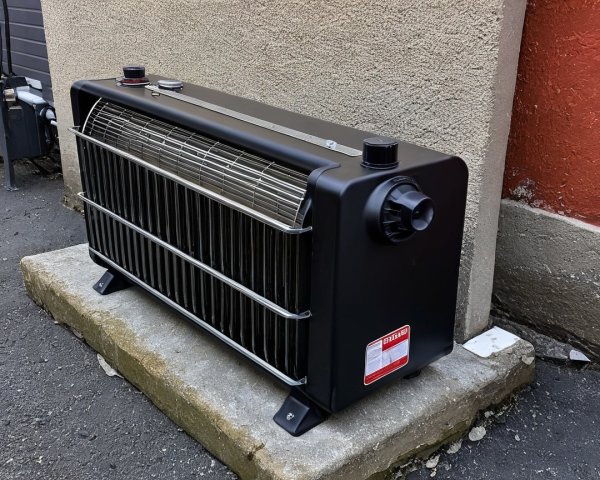 Black Portable Heater with Sleek Design and Controls