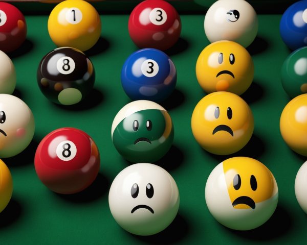 Vibrant Billiard Balls on Green Felt Pool Table