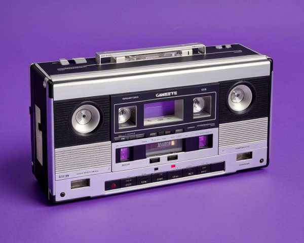 Vintage Black and Silver Cassette Player Description