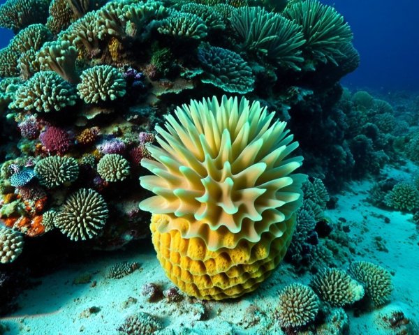 Vibrant Underwater Scene with Colorful Corals