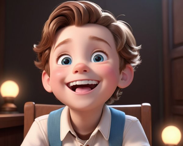 Cartoon Boy Character with Light Brown Hair and Shirt