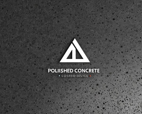 Textured Gray Polished Concrete Surface with Logo