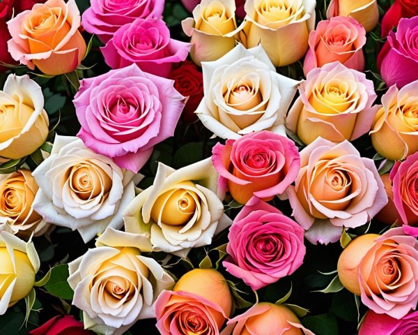 Vibrant Bouquet of Lush Multi-Colored Roses