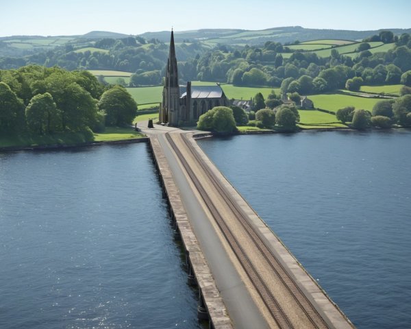 Aerial View of Stone Church in Derwent Village