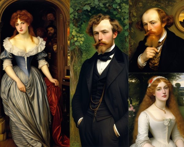 Digital Painting in Pre-Raphaelite Style with Portraits