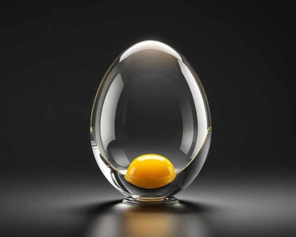 Transparent Egg Shape with Yellow Yolk on Dark Background
