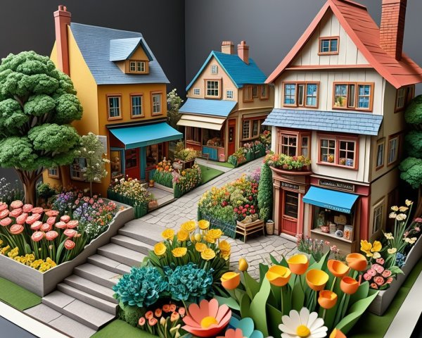 Intricate Miniature Village with Colorful Architecture