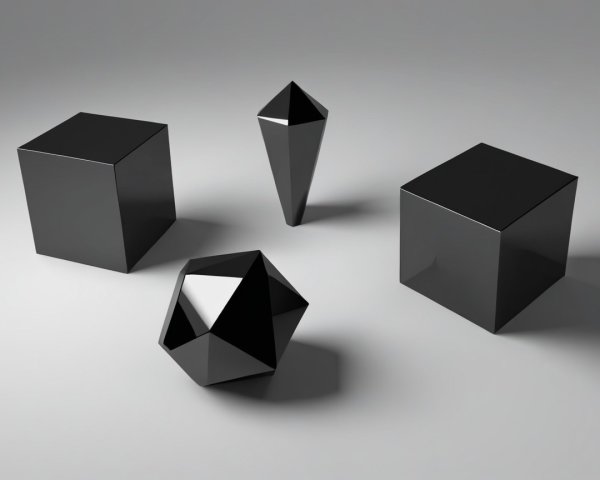 Geometric Shapes on Smooth Gray Surface with Shadows