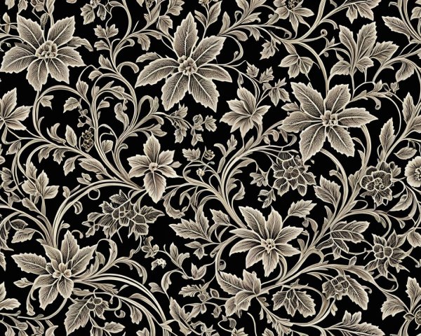 Intricate Floral Pattern on Black Background