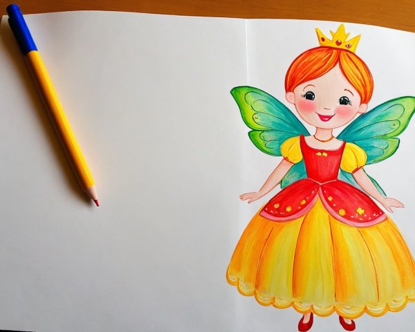 Illustration of a fairy girl with red hair and wings