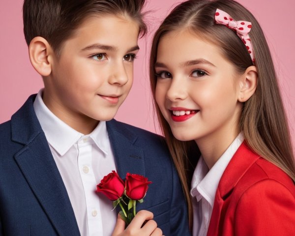 Professional Portrait of Two Kids on Pink Background