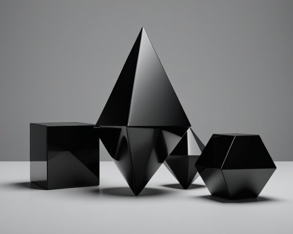 Minimalist Geometric Shapes on Gray Background