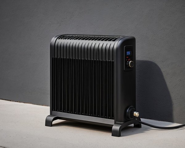 Modern Black Radiator Heater with Digital Control Panel