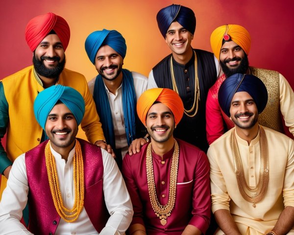 Group of Men in Colorful Traditional Attire