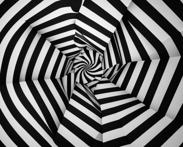 Black and White Spiral Pattern with Depth Illusion