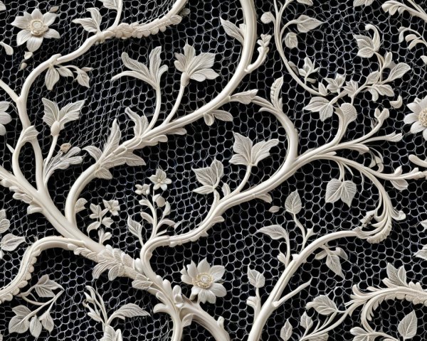 Intricate Floral Motifs with Delicate Netting Design