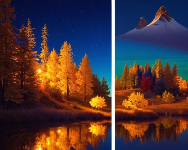 Nighttime Landscapes with Lakes and Starry Skies