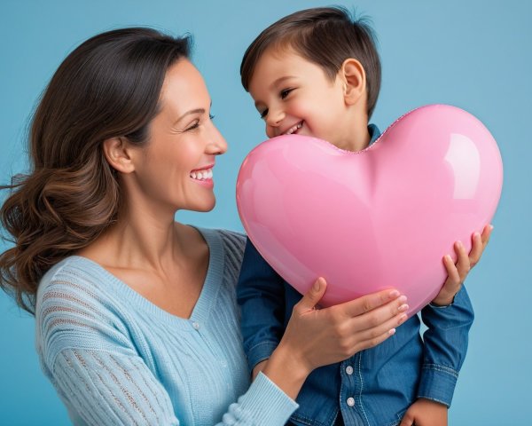 Mother and Son Share Joyful Moment with Balloon