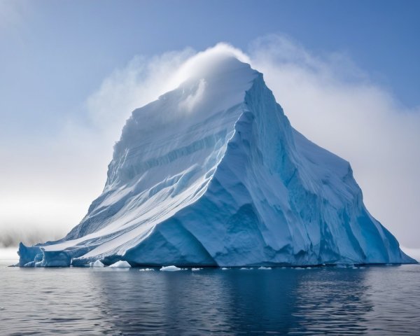 Majestic Iceberg Against Serene Ocean and Sky