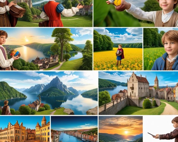 Collage Featuring Diverse Scenes and a Young Boy