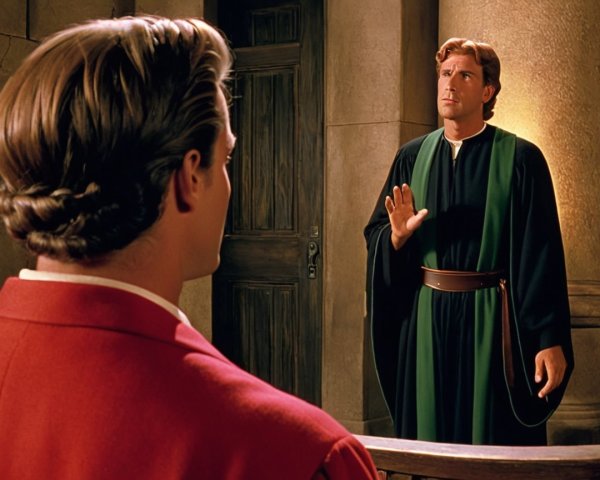 Dramatic Scene of Two Men in Historical Setting