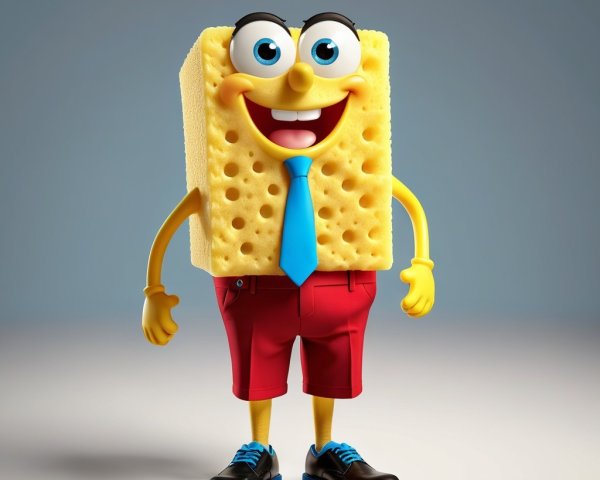 Cheerful Animated Square Sponge Character Description