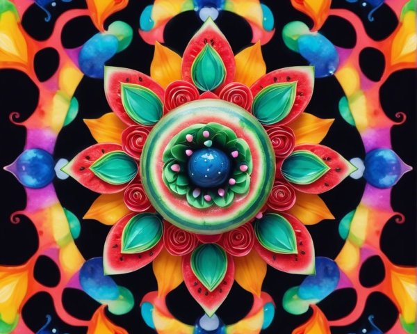 Vibrant Symmetrical Mandala with Floral Shapes