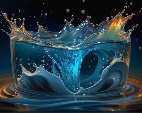 Splash of Water in Glass with Vibrant Reflections