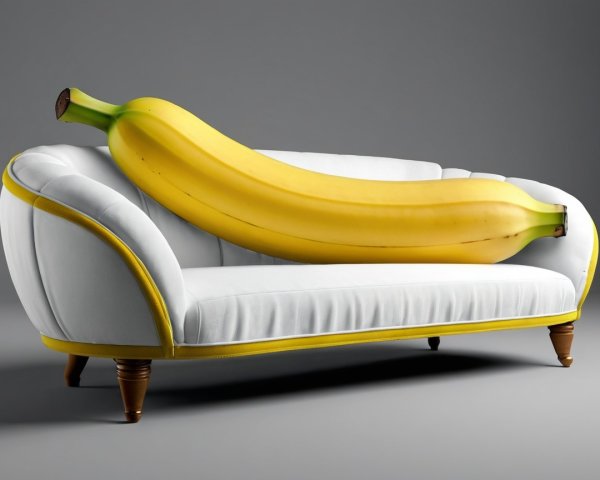 Whimsical Couch with Hyper-Realistic Banana Display