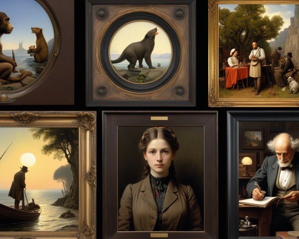 Grid of Diverse Paintings with Unique Subjects