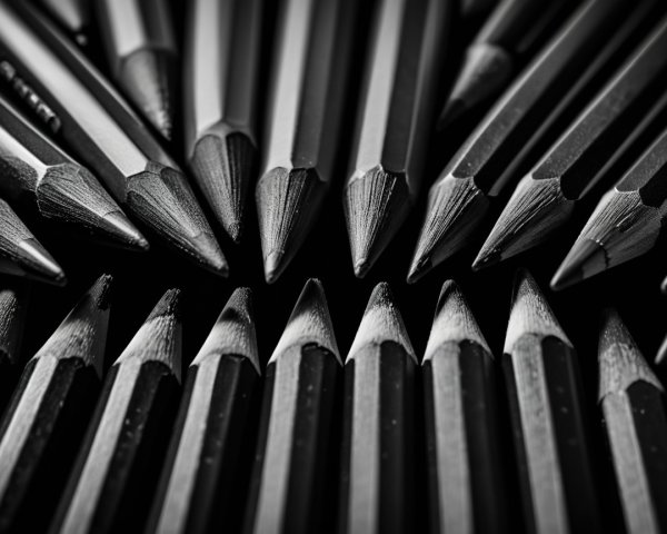 Close-Up of Sharpened Black Pencils in Circular Pattern