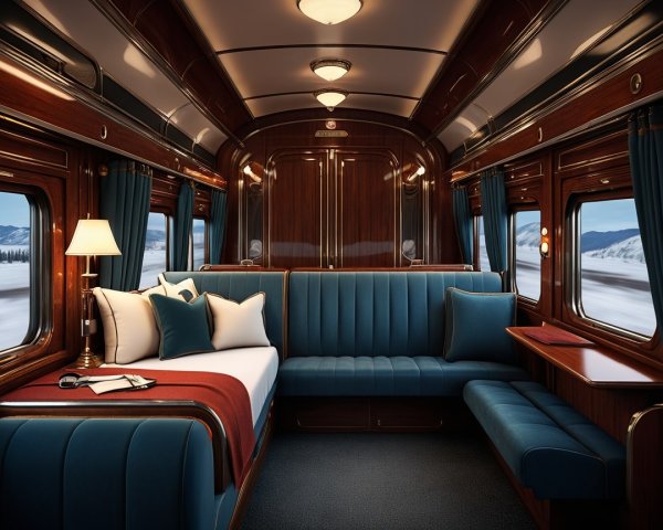 Luxurious Vintage Train Compartment Interior Design